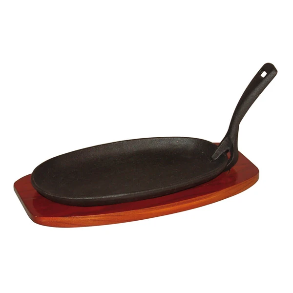 ST-PÓŁMISEK ŻELIWNY Z PODSTAWKĄ DREWNIANĄ 240X140X20MM 049004