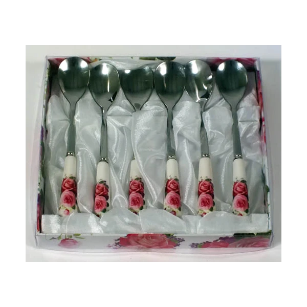 4WD-KPL.ŁYŻECZKI 6SZT RÓŻA RÓŻOWA AŻUROWA RRA081