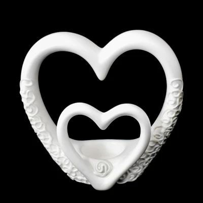 CER-ŚWIECZNIK DWA SERCA *DEKOR BIAŁY* C-904DB