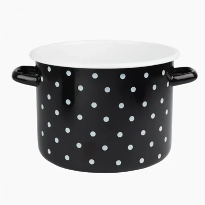 RYB-GARNEK EMALIOWANY 22CM 5,5L CZARNY KROPKI BIAŁE 1617
