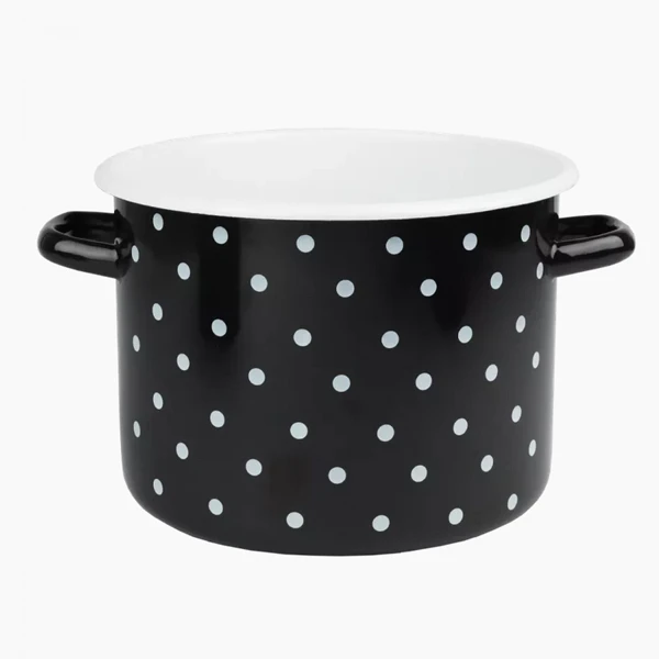 RYB-GARNEK EMALIOWANY 22CM 5,5L CZARNY KROPKI BIAŁE 1617