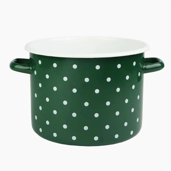 RYB-GARNEK EMALIOWANY 22CM 5,5L SZMARAGDOWY KROPKI BIAŁE 1617