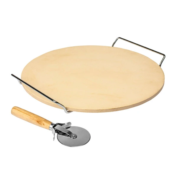 BIO- KAMIEŃ OKRĄGŁY DO PIZZY Z UCHWYTEM I NOŻYKIEM  312009