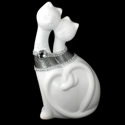 CER-KOT PODWÓJNY Z SERCEM *DECOR PASEK-BIAŁY* C-678P