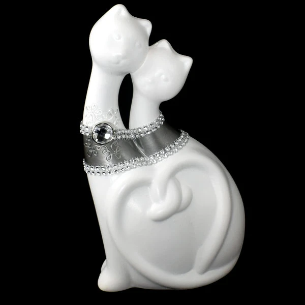 CER-KOT PODWÓJNY Z SERCEM *DECOR PASEK-BIAŁY* C-678P