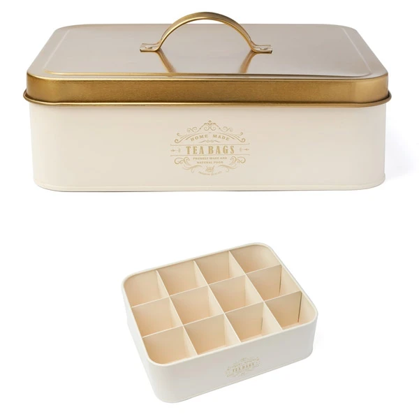 TAD-POJEMNIK NA HERBATĘ *MOLISE* 12 PRZEGRÓDEK *KREMOWY* 25,5X20,5X8,5CM