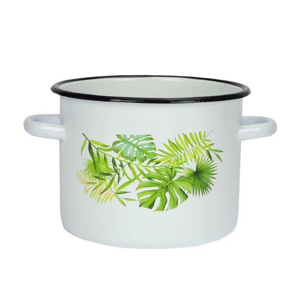 RYB-GARNEK EMALIOWANY ZDOBIONY 20CM 4,5L MONSTERA 1615/2