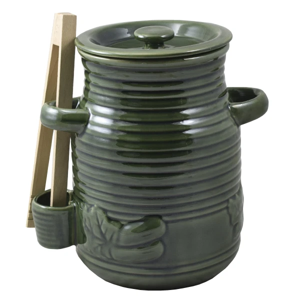 CH-POJEMNIK CERAMICZNY 3,5L NA OGÓRKI ZE SZCZYPCAMI ZIELONY 3187