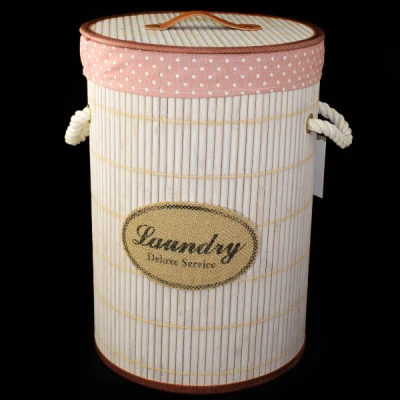 DM-KOSZ NA BIELIZNĘ BAMBUS BEŻ OKRĄGŁY 134090 *L*