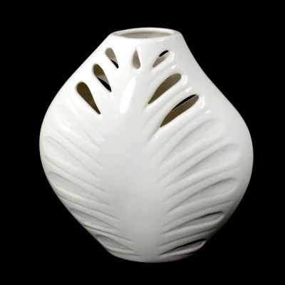 CER-WAZON LIŚĆ AŻUROWY *SZKLIWO BIAŁE* C-724SZB