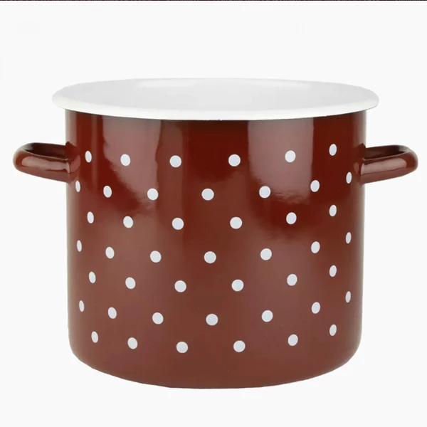 RYB-GARNEK EMALIOWANY WYSOKI 22CM 7L BORDOWY KROPKI BIAŁE 1620