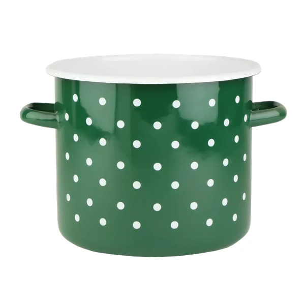 RYB-GARNEK EMALIOWANY WYSOKI 22CM 7L SZMARAGDOWY KROPKI BIAŁE 1620