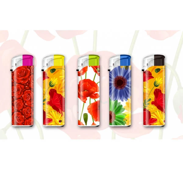 KPL. 50 ZAPALNICZEK GAZOWYCH WIELOKROTNEGO NAPEŁNIANIA *LS-LINE* *KWIATY* UL-1191