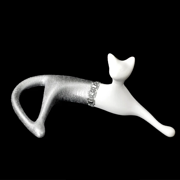 CER-KOT LEŻĄCY ĆMIEL *DEKOR AKSAMIT* C-716AK