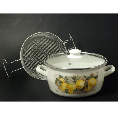 TG-GARNEK EMAL.DO FRYTEK *BELLY* 22CM Z/P *CYTRYNA 15842*