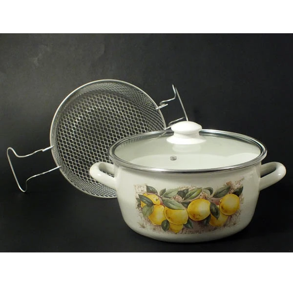 TG-GARNEK EMAL.DO FRYTEK *BELLY* 22CM Z/P *CYTRYNA 15842*