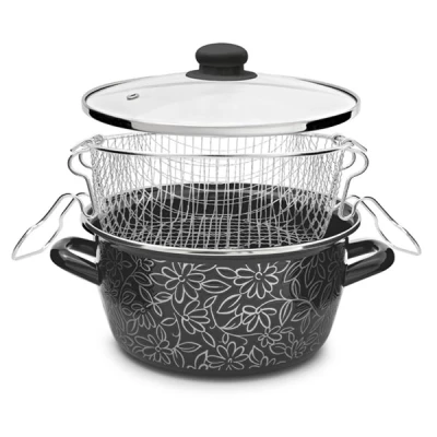 TG-GARNEK EMAL.DO FRYTEK *BELLY* 22CM Z/P *CZARNY 2598-C*