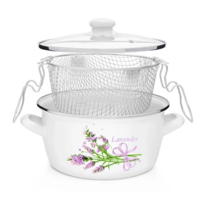 TG-GARNEK EMAL.DO FRYTEK *BELLY* 22CM Z/P *LAWENDA 3332*