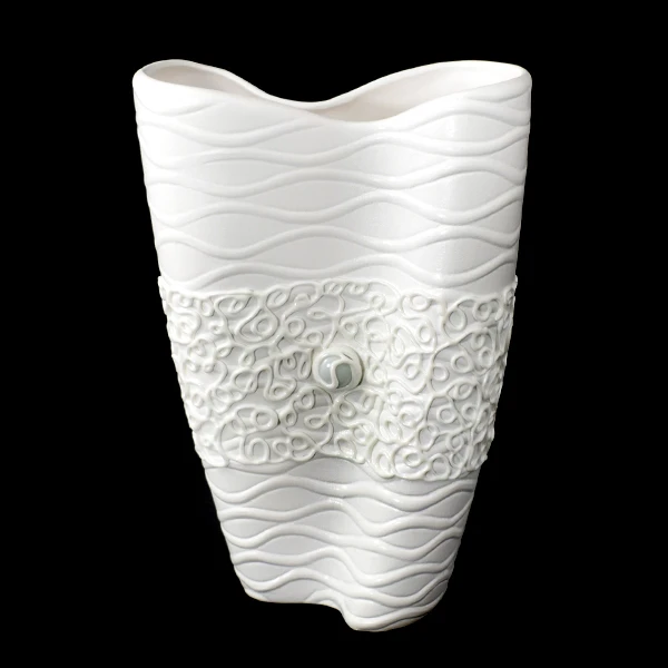 CER-WAZON PODWÓJNY Z RELIEFEM *DEKOR BIAŁY* C- 609DB