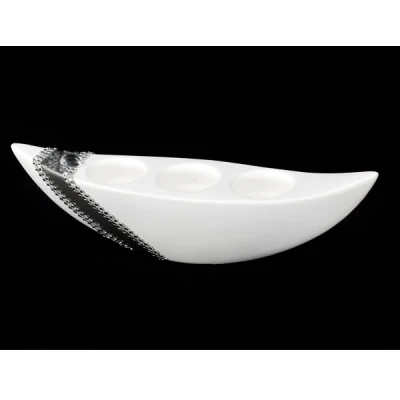 CERKAM-ŚWIECZNIK III ŁÓDKA *DEKOR PASEK BIAŁY* C-379P