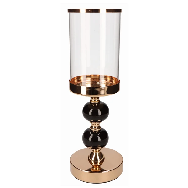 AS-ŚWIECZNIK 34,5CM Z KLOSZEM ZŁOTY AST232301