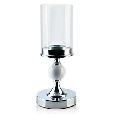 MON-ŚWIECZNIK Z KOLSZEM 12X31CM SREBRNY 1036