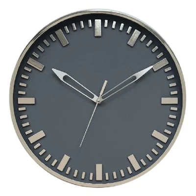 AS-ZEGAR ŚCIENNY 40CM SZARA TARCZA/SREBRNY