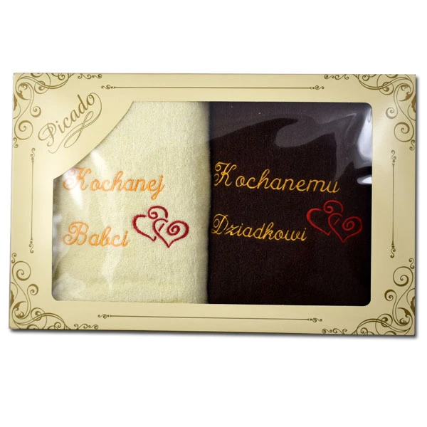 EUR-KPL. 2 RECZNIKÓW SZMARAGD HAFT *BABCIA-DZIADEK*