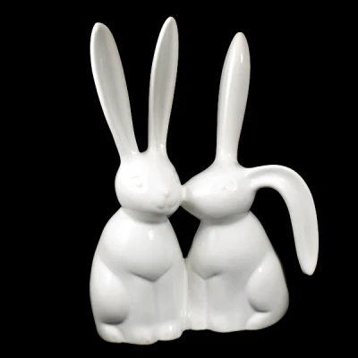 CRK-ZAJĄCE CAŁUJĄCE SIĘ  *SZKLIWO BIAŁE* C-842SZB