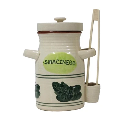 CH-POJEMNIK CERAMICZNY 1,5L NA OGÓRKI ZE SZCZYPCAMI BIAŁY 3231