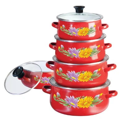 KB-7170 ZESTAW GARNKÓW EMALIOWANYCH (16/18/20/22/24) CZERWONY