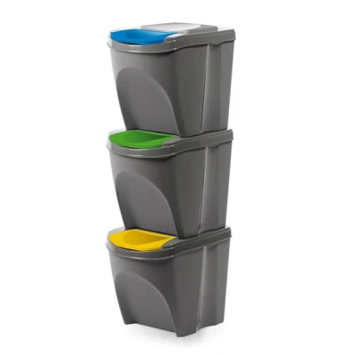 PROS-ZESTAW 3 SZARYCH DO SEGREGCJI KLAPKA POKRYWY KOLOR (ŻÓŁTA/ZIELONA/ NIEBIESKA)