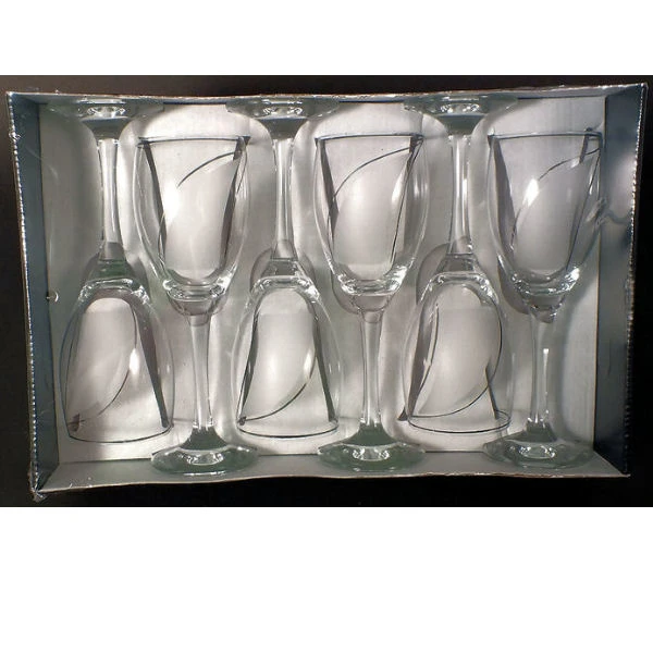 KPL.6 KIELISZKÓW DO WINA *SALSA* WSTĘGA PLATYNA