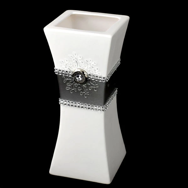 CER-WAZON KWADRAT WKLĘSŁY MAŁY *DECOR PASEK-BIAŁY* C-527P