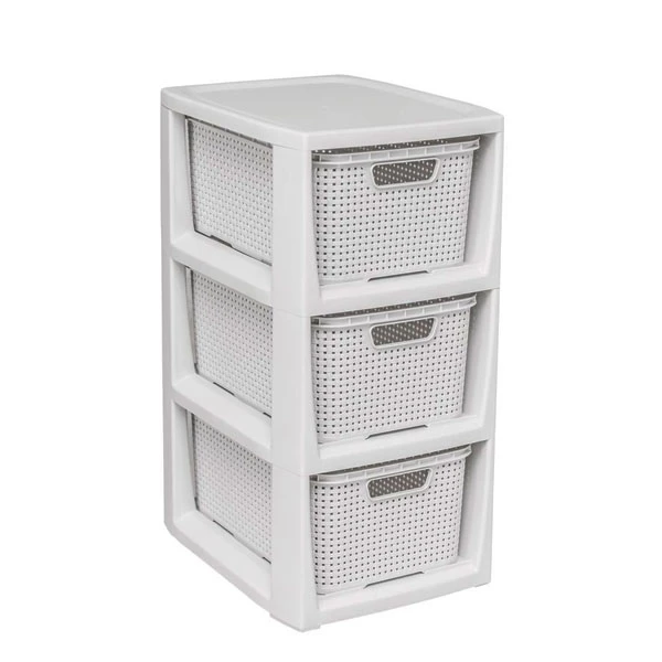 BRANQ-STOJAK Z 3 KOSZYKAMI *BIEL ANTYCZNA/KREM* /1725/