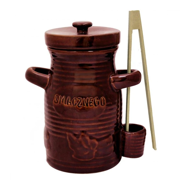 CH-POJEMNIK CERAMICZNY 1,5L NA OGÓRKI ZE SZCZYPCAMI BRĄZ 3248