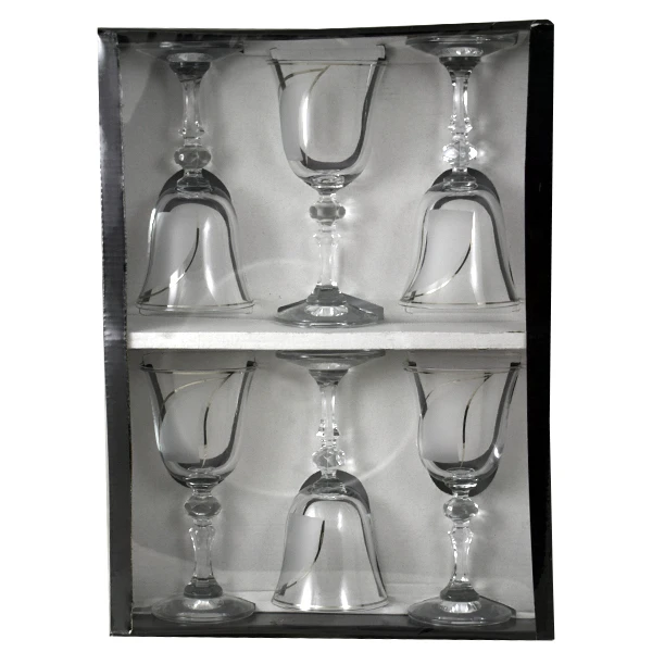 KPL. 6 KIELISZKÓW DO WINA *KRISTA* WSTĘGA PLATYNA