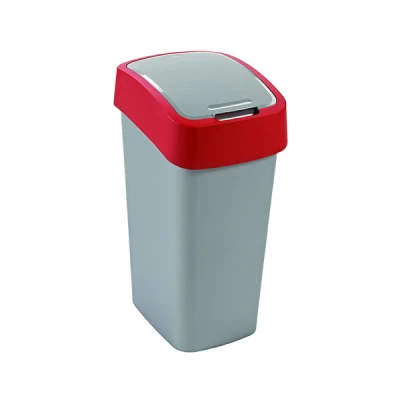 KOSZ NA ŚMIECI *FLIP BIN* 50L SREBRNY/CZERWONA POKRYWA 195024
