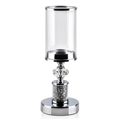 MON-ŚWIECZNIK Z KOLSZEM 12X32,5CM SREBRNY 6504