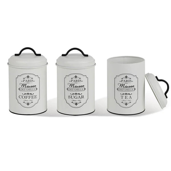 MR-1771CS ZESTAW 3 POJEMNIKÓW METALOWYCH *PARIS MAISON*