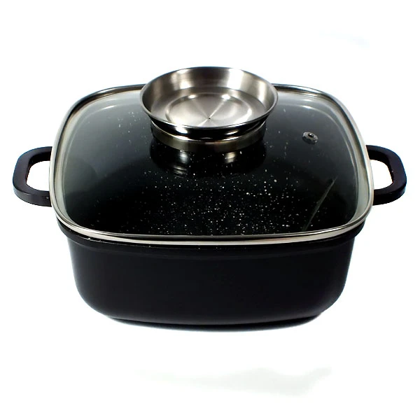 KH-3969 GARNEK 24*24*9,5CM Z POWŁOKĄ MARMURKOWĄ 3,5L