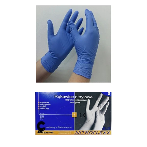 SILBET-RĘKAWICE NITRYLOWE *S* NITROFLEXX NIEBIESKIE A'100