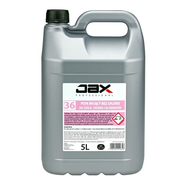 JAX-36 PROFESJONALNY PŁYN MYJĄCY DO SZKŁA, SREBRA I ALUMINIUM BEZ CHLORU 5L