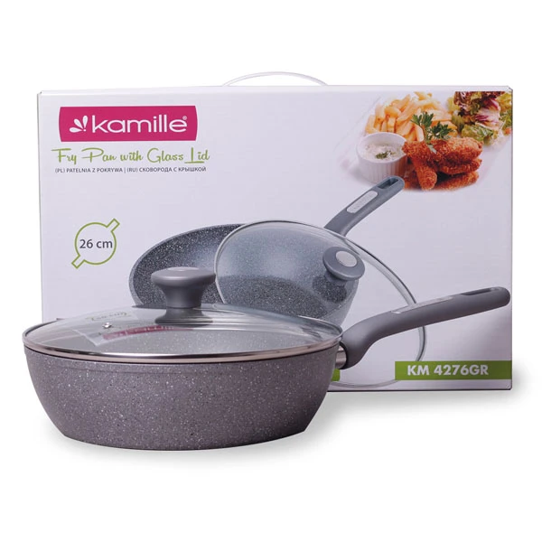 PATELNIA 26CM GRANITOWA GŁĘBOKA Z POKRYWĄ 4276GR