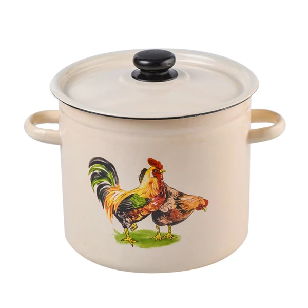 RYB-GARNEK EMALIOWANY ZDOBIONY 22CM Z/P 7L KOGUT 1620