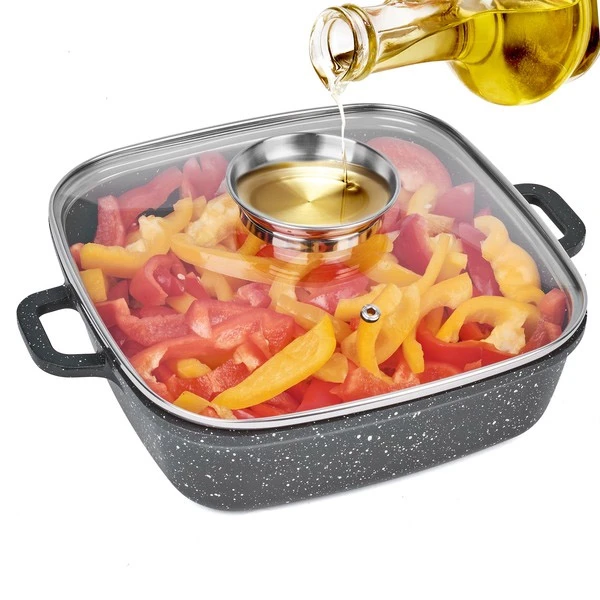 TAD-GARNEK KWADRAT INDUKCJA NON-STICK *CHELSEA* Z/P Z AROMATYZEREM 3.3L + NAKŁADKI 24X24X7,5CM