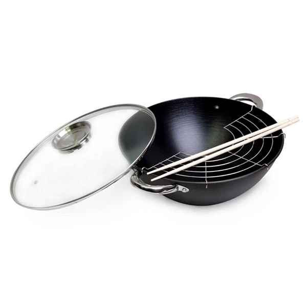 PATELNIA WOK 32*11CM ŻELIWNA Z POKRYWĄ 4807