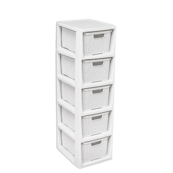 BRANQ-STOJAK Z 5 KOSZYKAMI BIEL ANTYCZNA/KREM /1728/