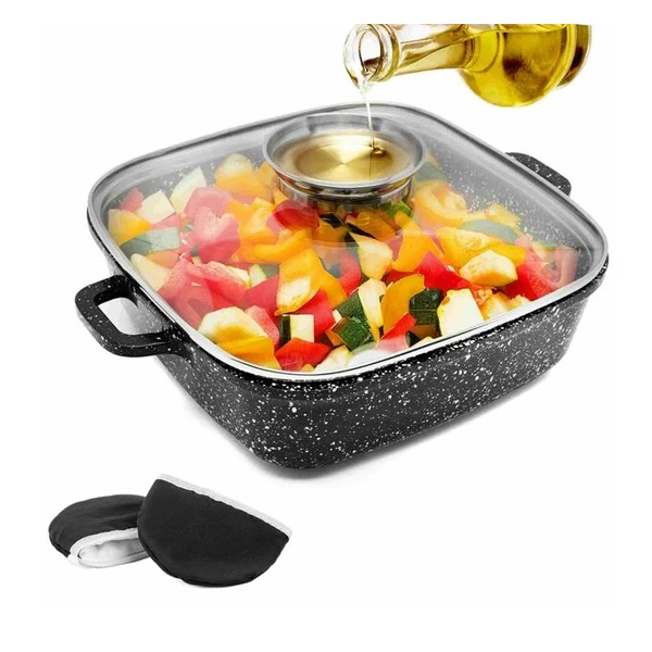 TAD-GARNEK CERAMICZNY KWADRAT 24X24X7,5 3,3L ZP AROMA INDUKCJA+2 NAKŁADKI