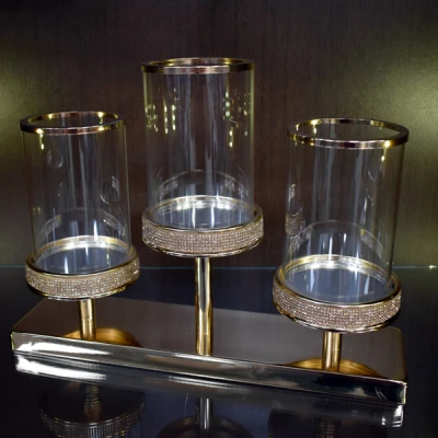 TARA-ŚWIECZNIK METALOWY Z KOLSZEM 3-RAMIENNY GOLD 11666